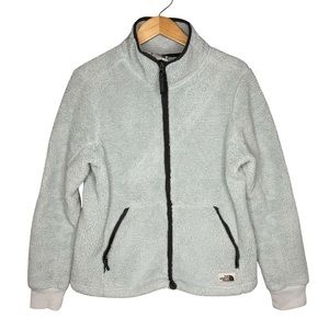 The North Face Campshire Jacket Womens pale blue full zip size large Sherpa coat